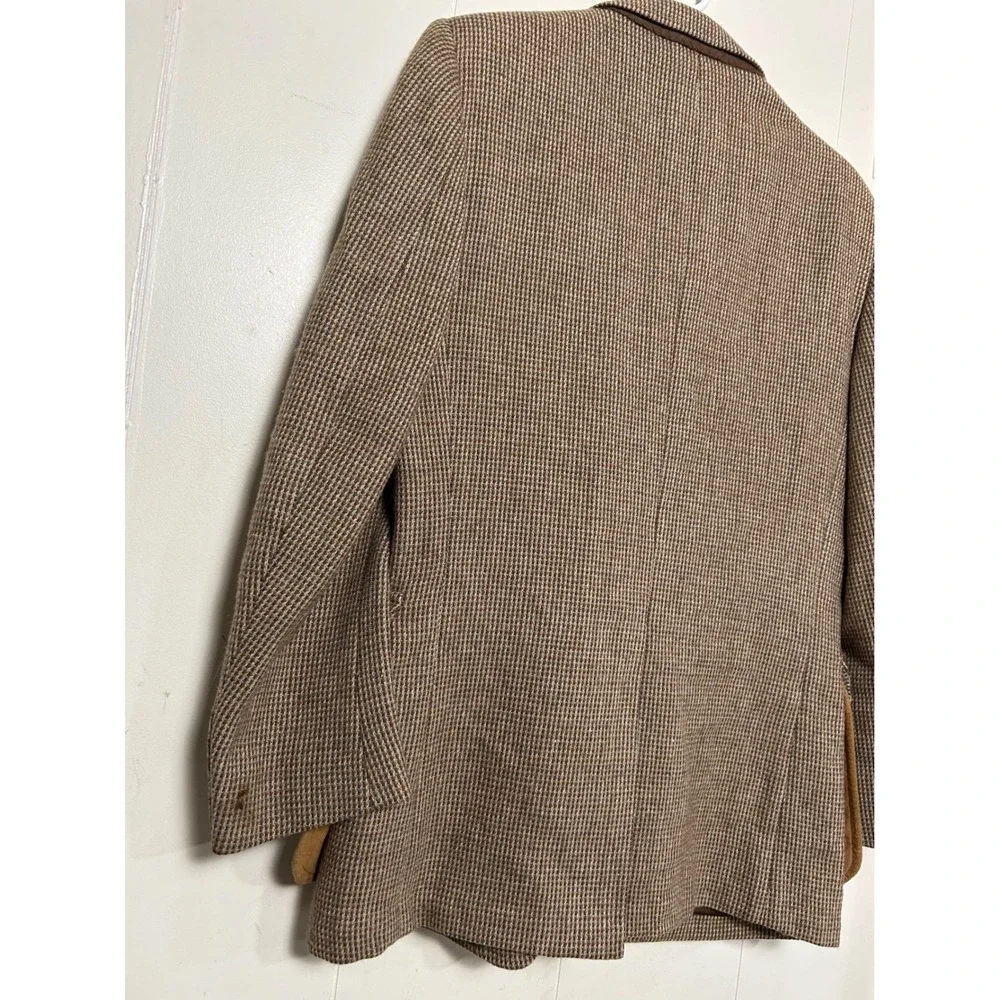 Vintage Pendleton Brown Houndstooth 100% Virgin Wool Blazer Mens 40 Sport Coat